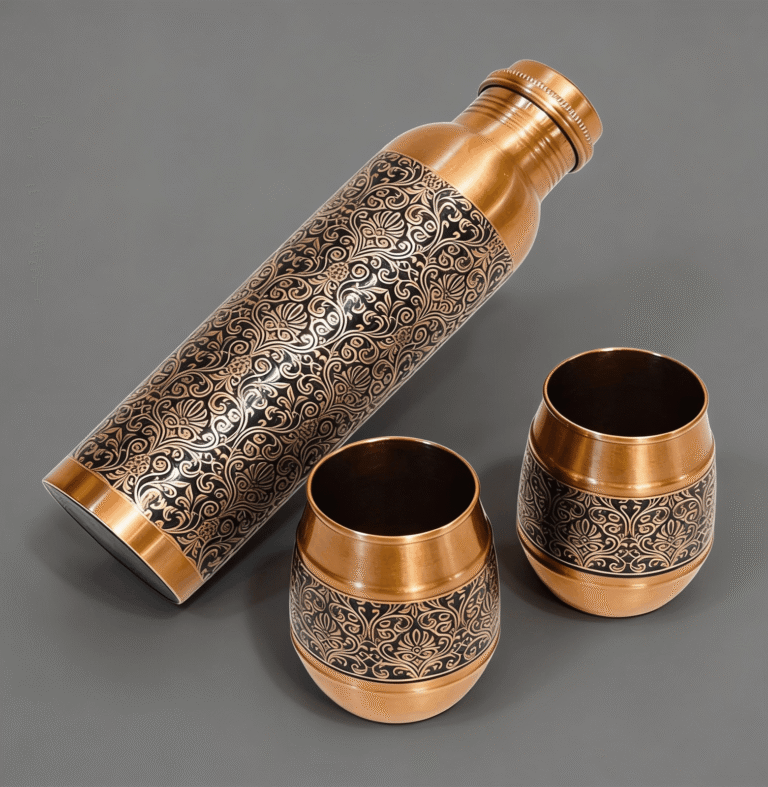 ELEGANT COPPER BOTTLE & TUMBLER SET