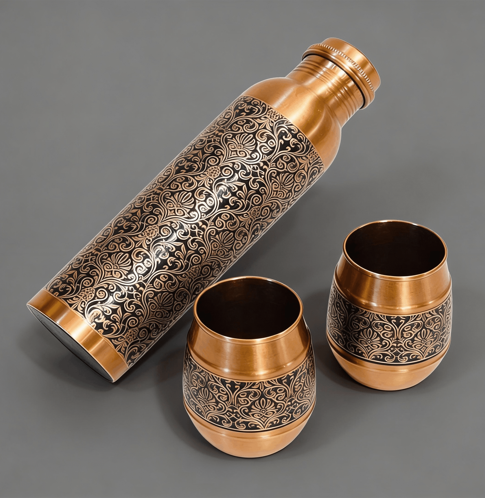 ELEGANT COPPER BOTTLE & TUMBLER SET
