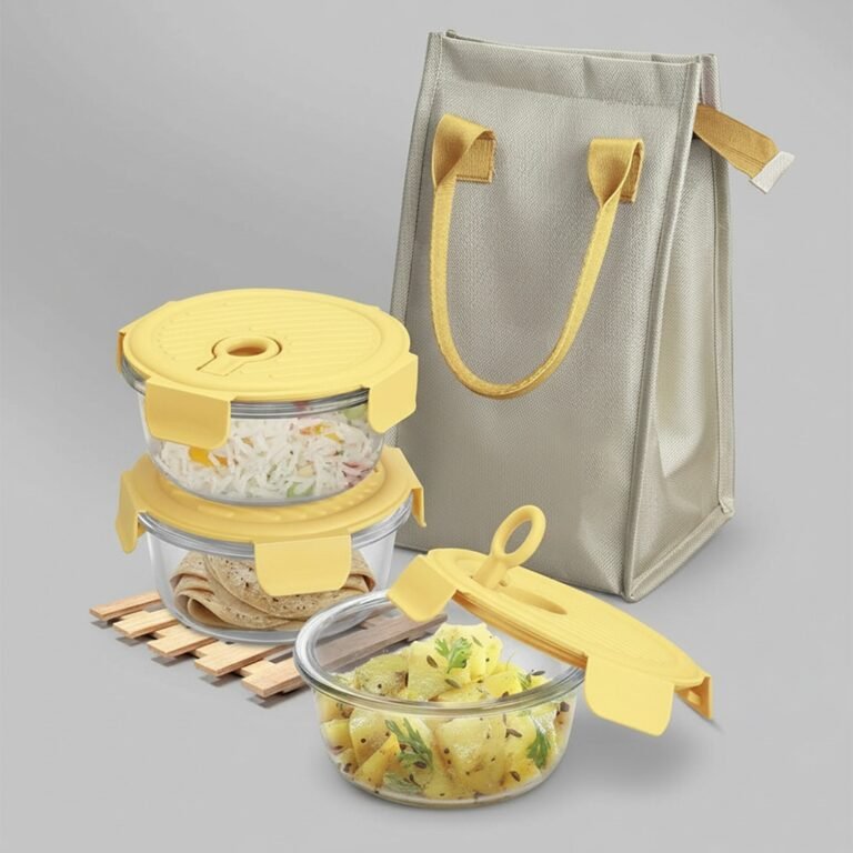 GLASS LUNCH BOX SET WITH INSULATED CARRY BAG